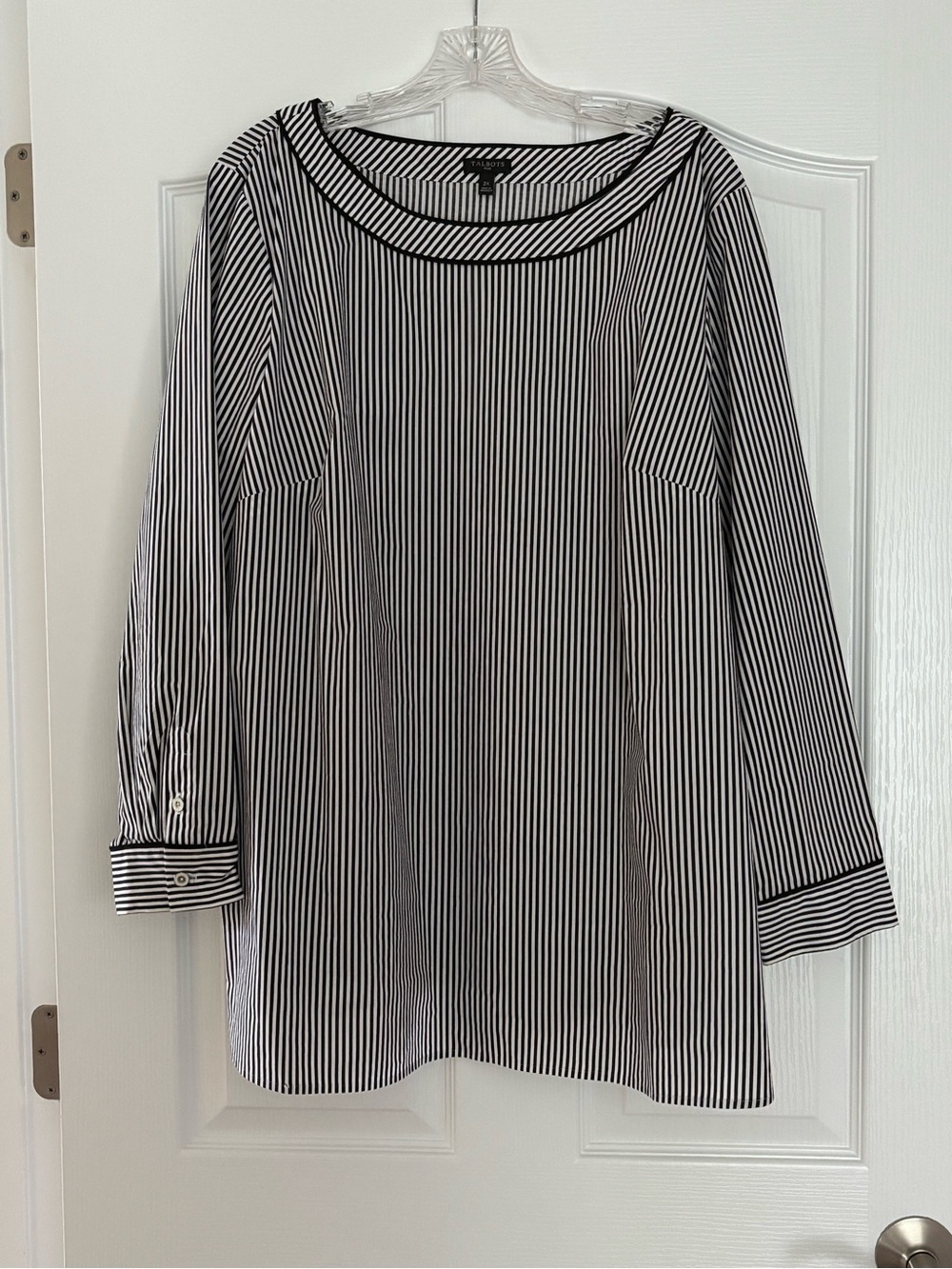 Talbot’s Black & White Striped Long-Sleeve Blouse